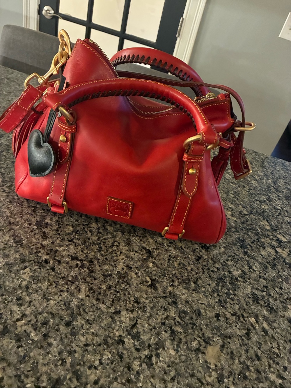 Red Leather Satchel Handbag - Dooney and bourke made in USA rare * brand new